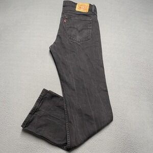 Levis 514 Jeans Mens 36x34 Black Slim Straight Denim Stretch Zip Fly Five Pocket